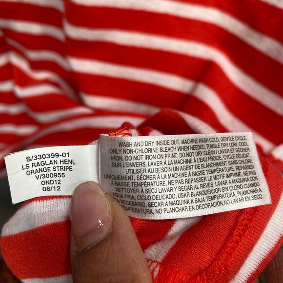 Y2k‎ Henley Top Small Red White Striped Long Sleeve Button Up Preppy Casual - Picture 14 of 15